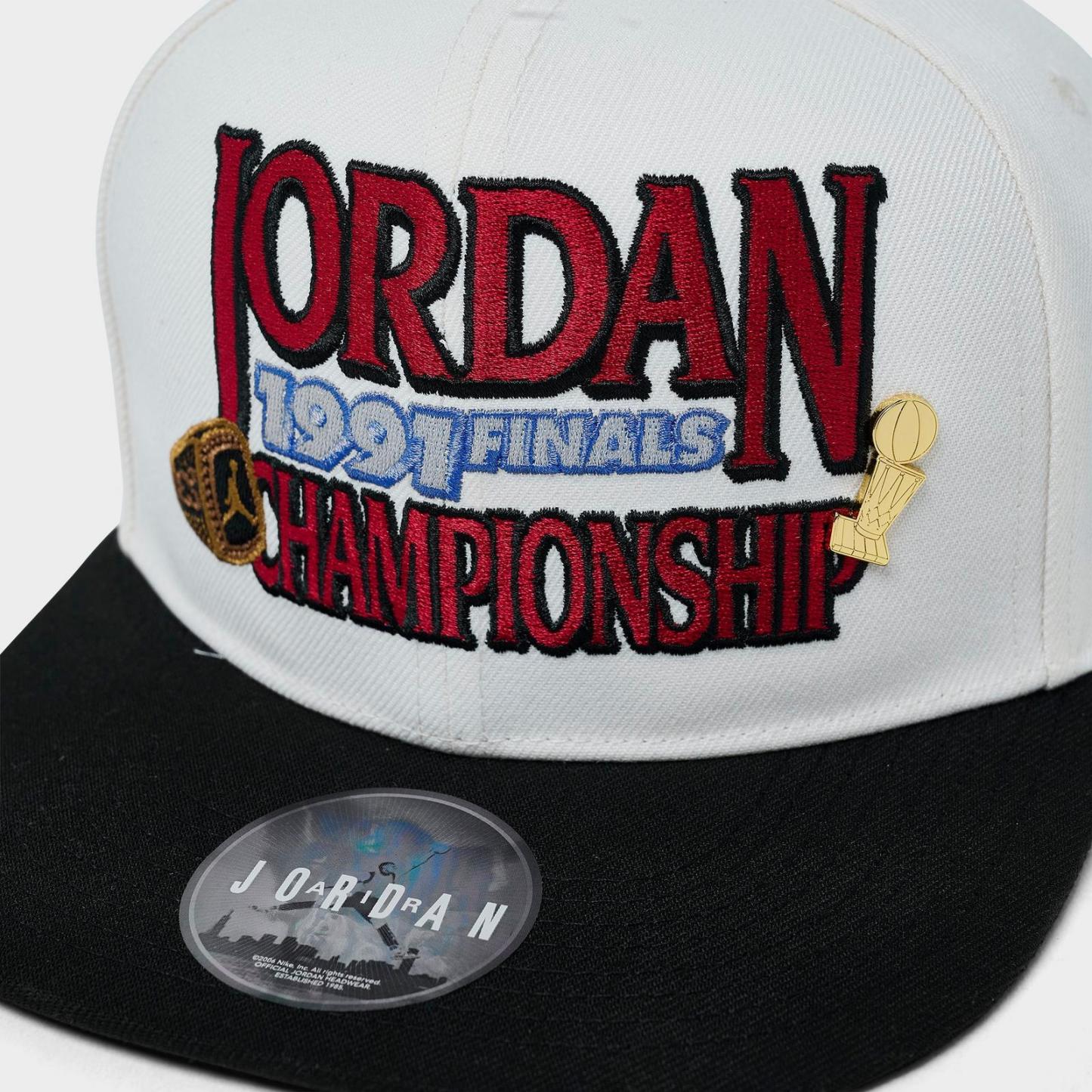 Jordan AJ6 1991 Finals Pro Snapback Hat - Pale Ivory/Black - view 7