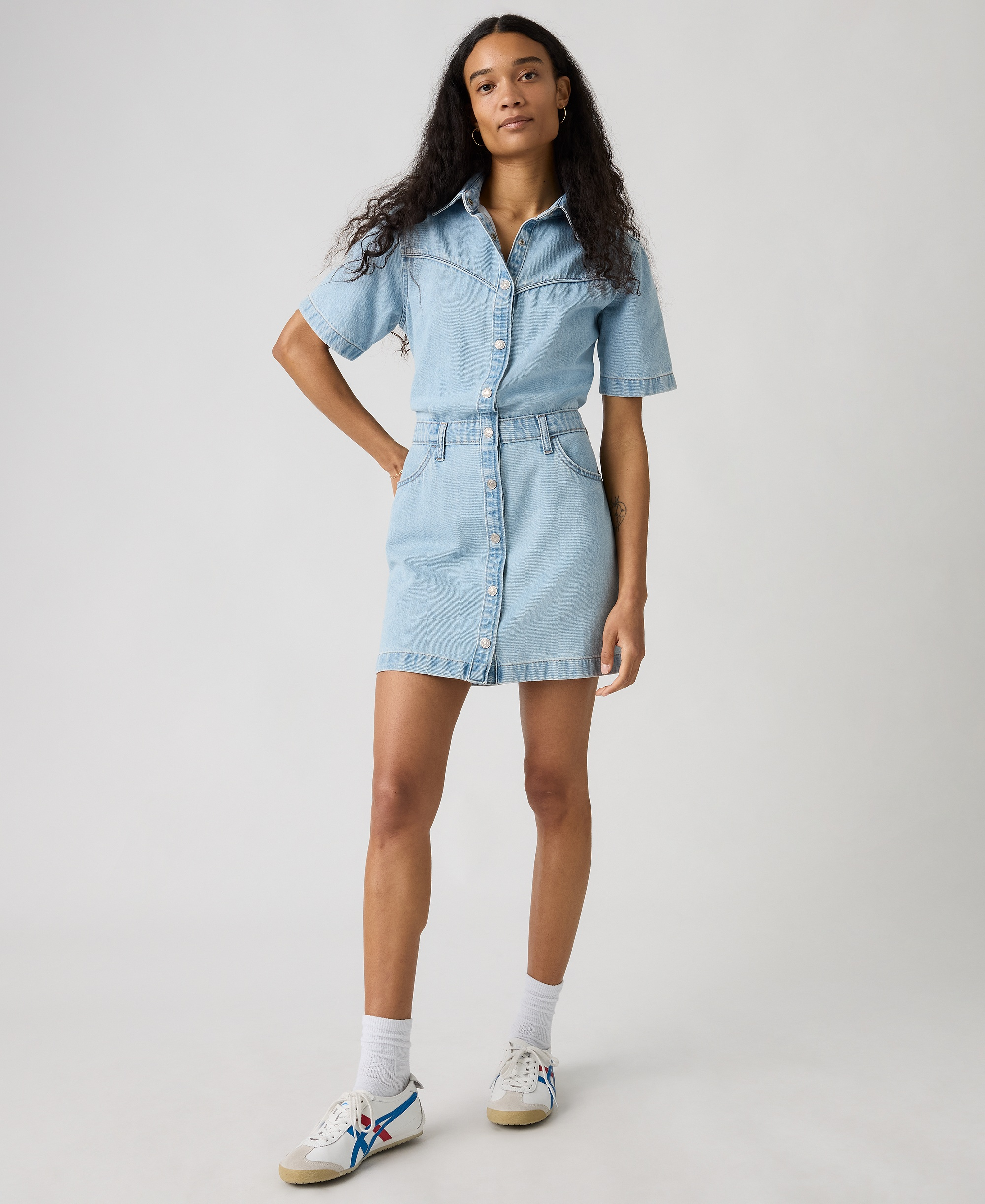 Levi's Premium Women's Logan Short-Sleeve Logan Western Denim Dress - Blasted Stone Dress