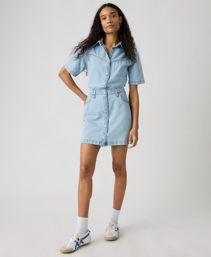 Levi's Premium Women's Logan Short-Sleeve Logan Western Denim Dress - Blasted Stone Dress