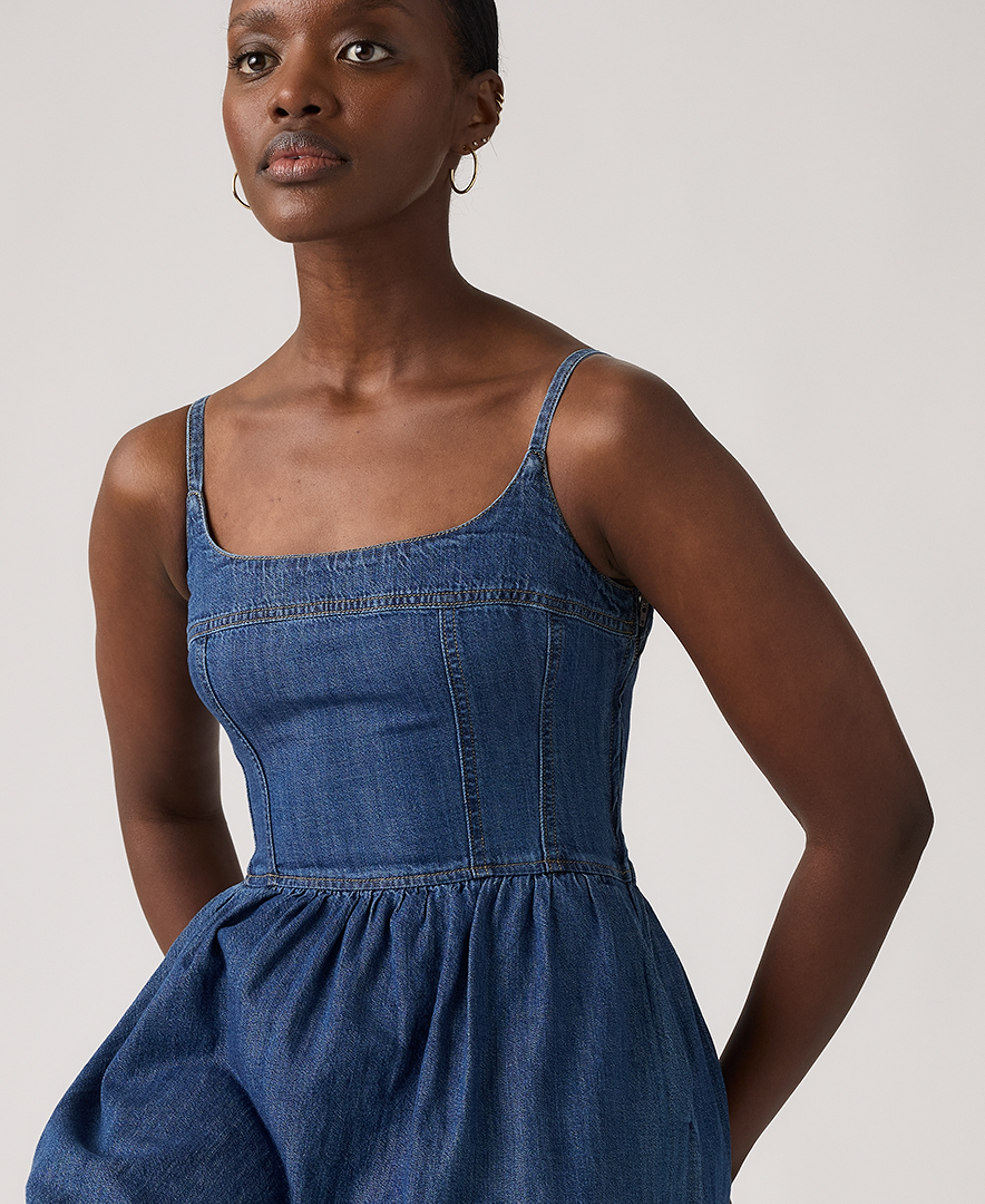 Levi's Women's Jadine Square Neck Denim Mini Dress - Unturned Stone Dress