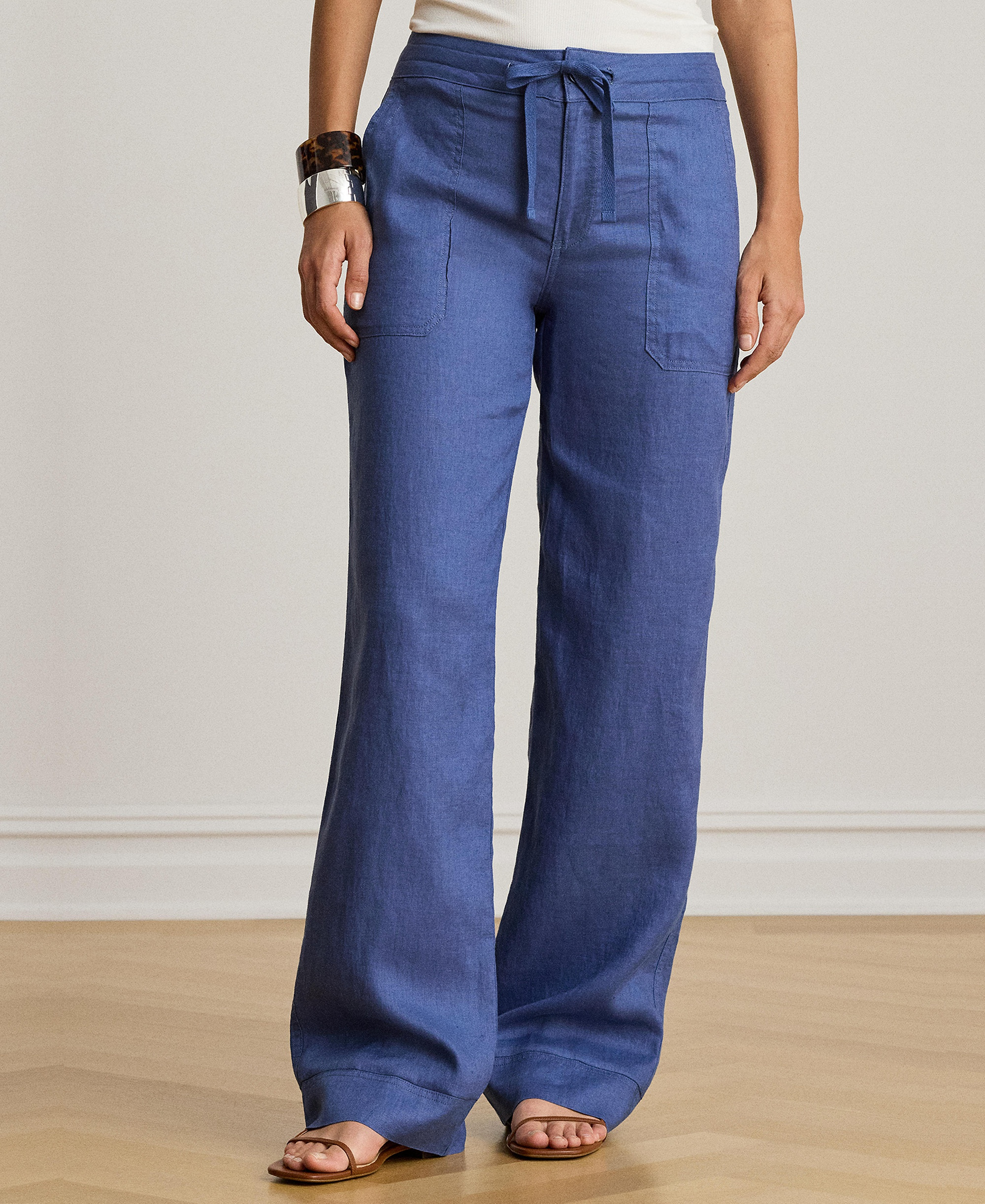 Lauren Ralph Lauren Women's Wide-Leg Linen Pants - Inky Blue