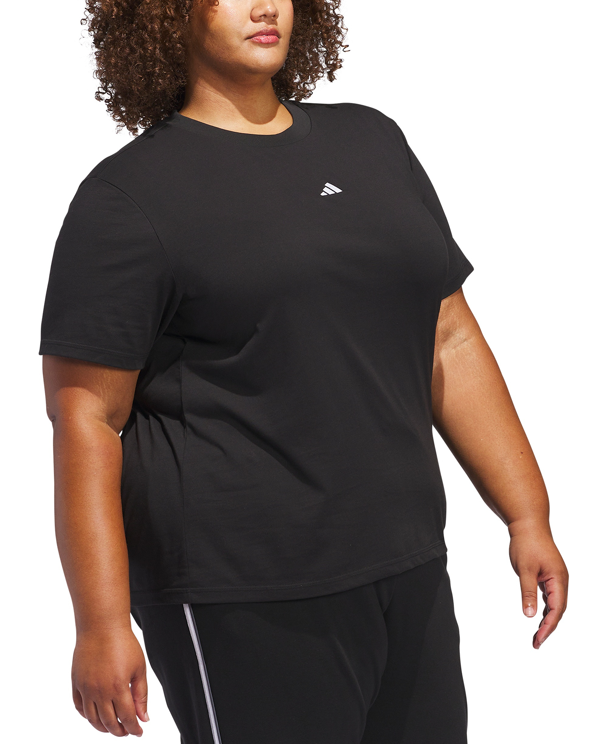 adidas Women's Short-Sleeve Cotton Crewneck Logo T-Shirt - Black