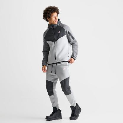Men's Nike Tech Fleece Windrunner Full-Zip Jacket - Light Smoke Grey/Anthracite/Pink Foam