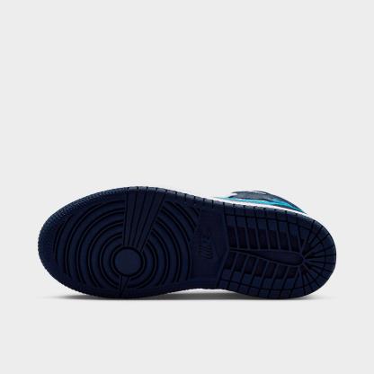 Little Kids' Air Jordan Retro 1 Mid Casual Shoes - Obsidian/White/Dark Powder Blue - view 6