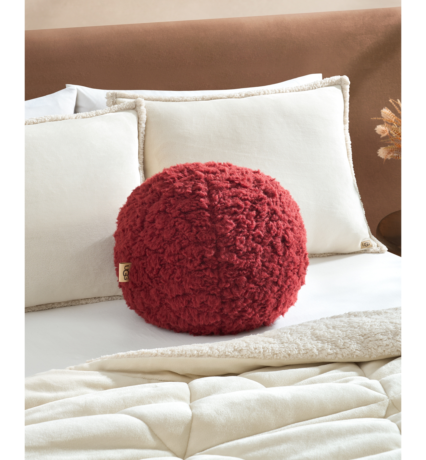 UGG® Shira Round Puff Pillow, 14" x 14" - Coffee Ber