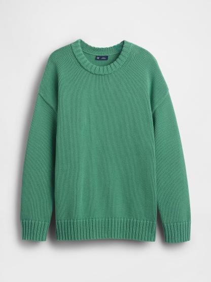 100% Cotton Oversized Sweater - Arctic green