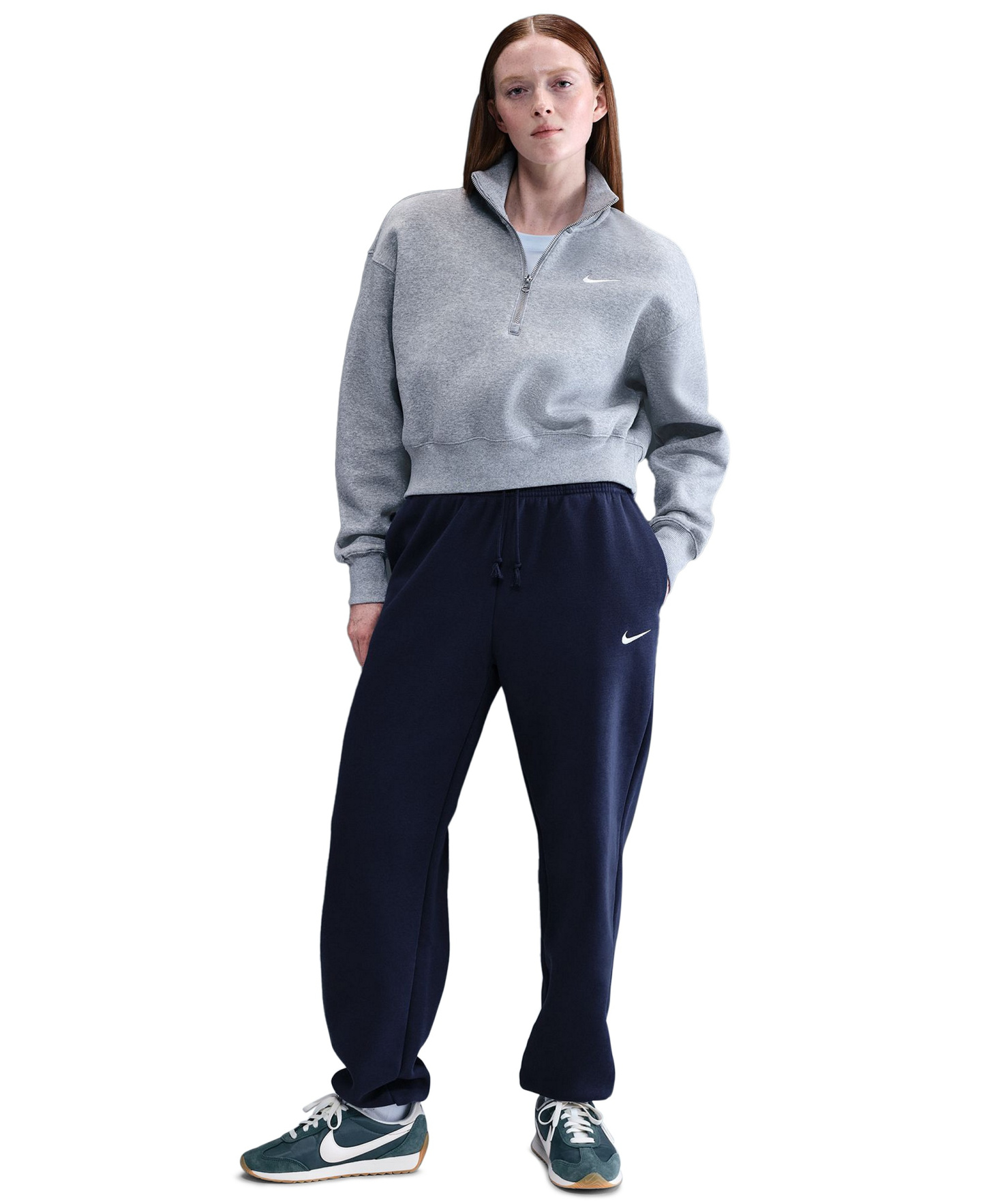 Nike Women's Sportswear Phoenix Fleece High-Rise Oversized Sweatpants - Midnight Navy/Sail