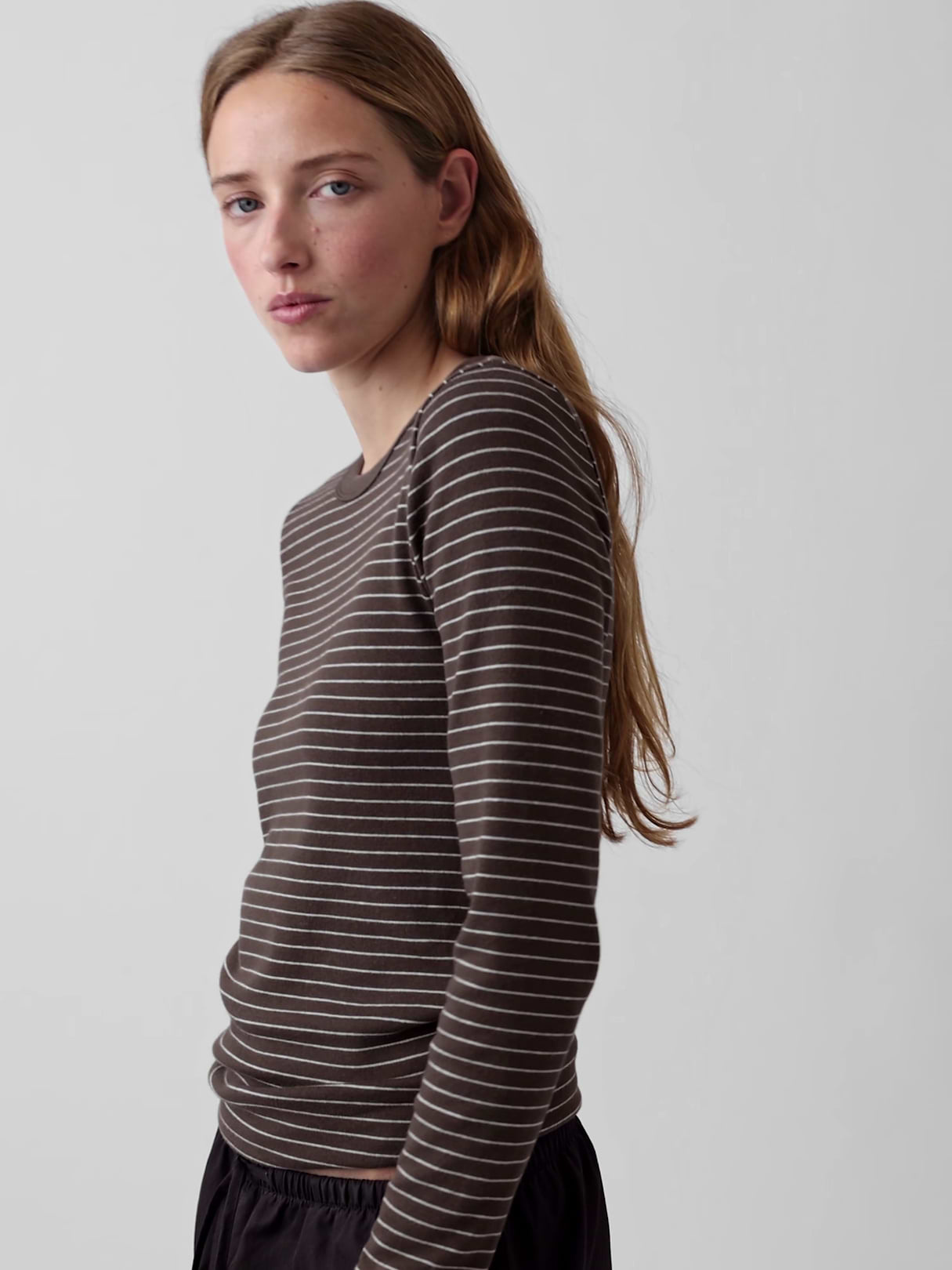 Modern Crewneck T-Shirt - Brown stripe