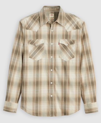 Levi's Men's Classic-Fit Western Shirt - Beige plaid