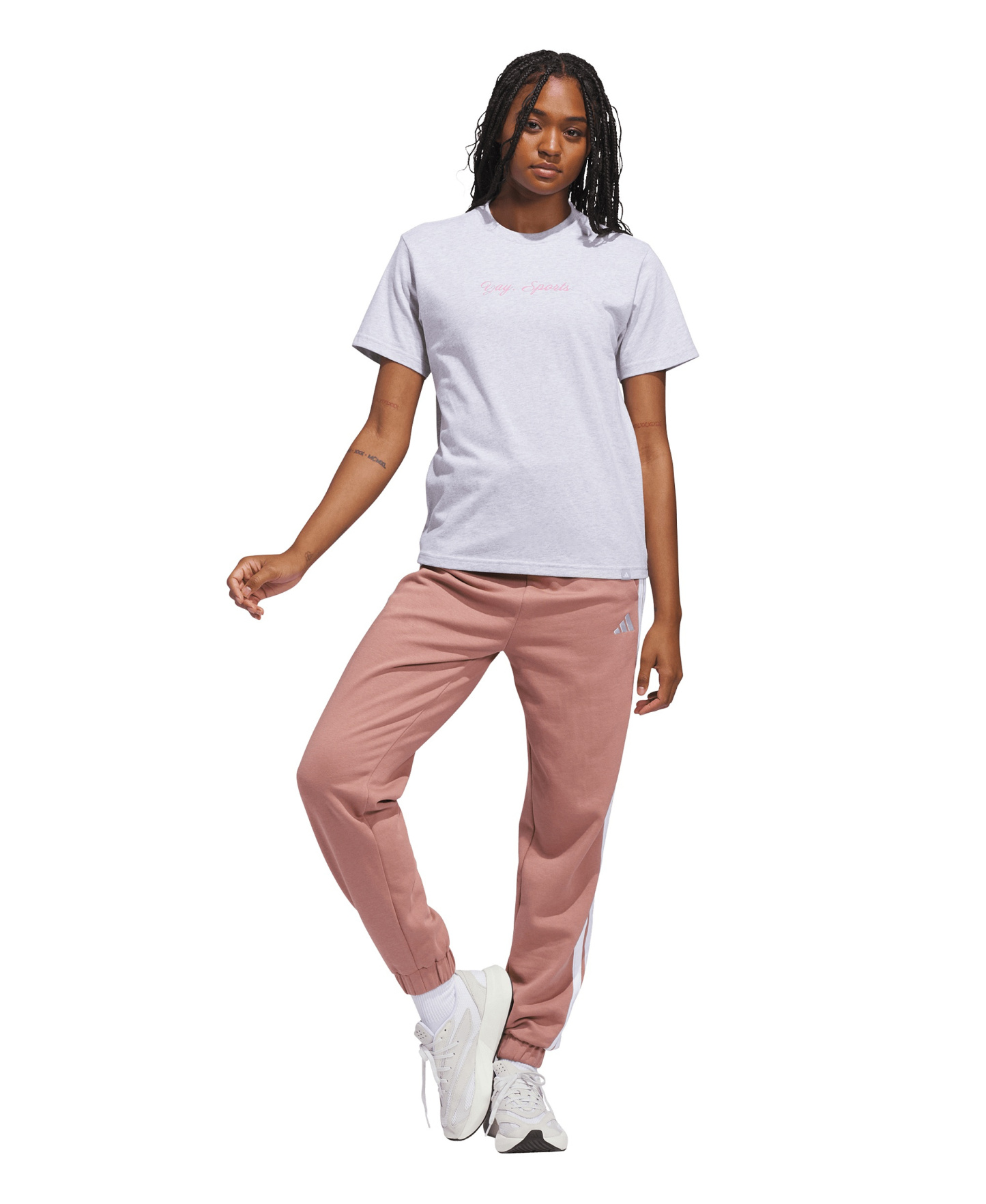 adidas Women's Sports Graphic Crewneck Cotton T-Shirt - Gray