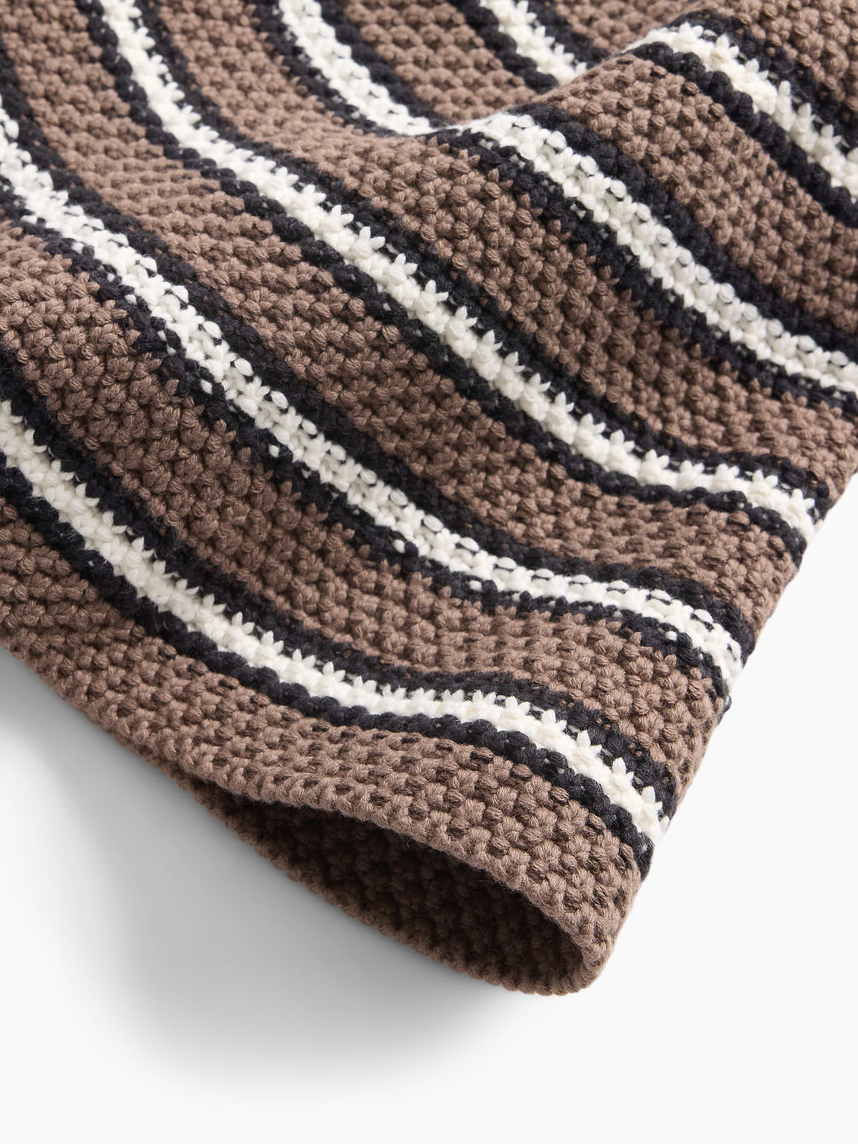 Knit Bucket Hat - Brown stripe