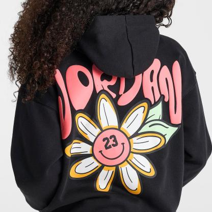 Girls' Big Kids' Jordan Floral Flight Pullover Hoodie - Black - view 6