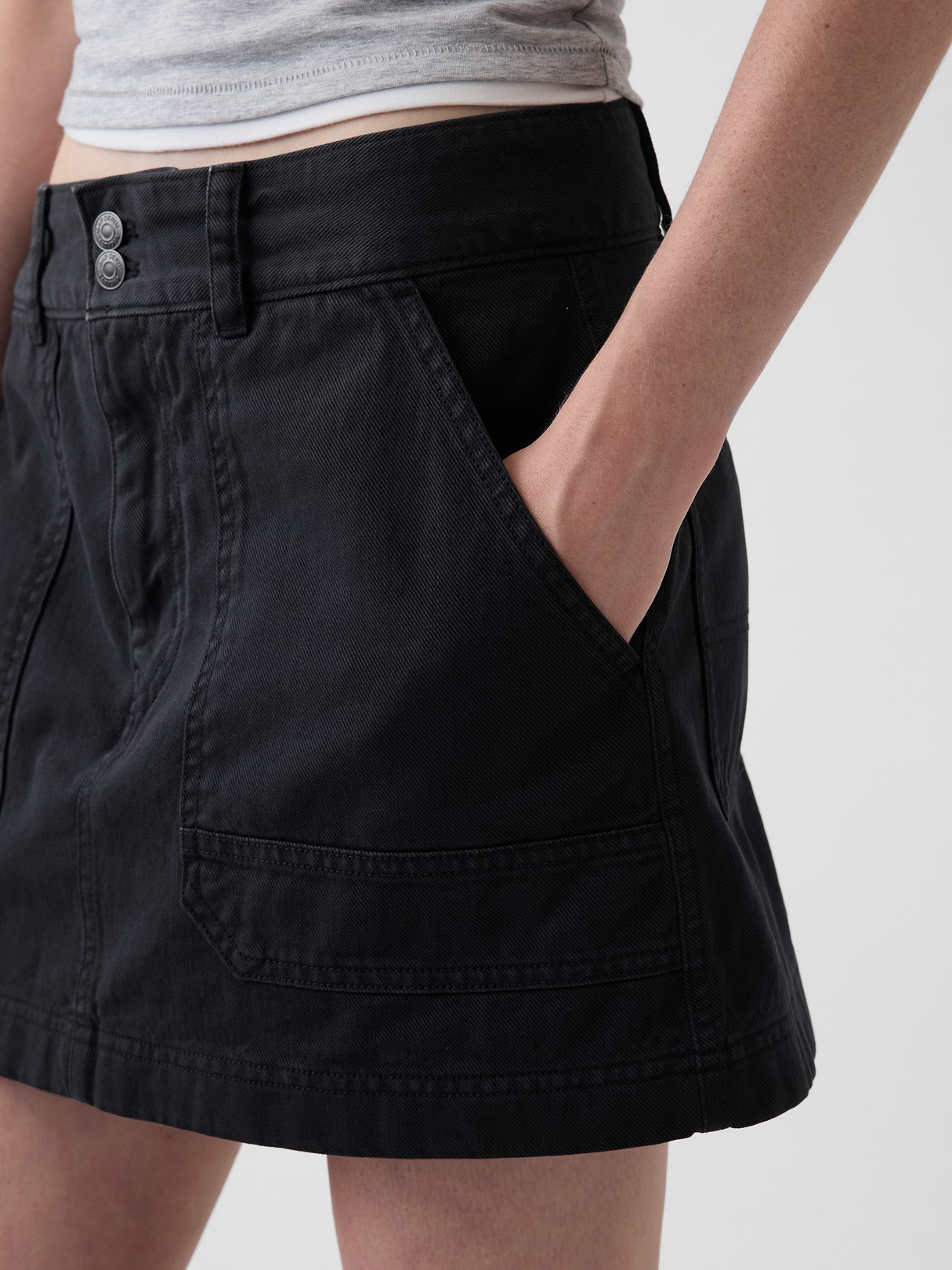 High Rise Mini Utility Skort - True black