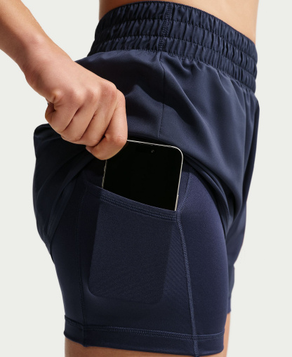 Nike Women's One Dri-Fit High-Waist 2-in-1 Shorts - Midnight Navy/White
