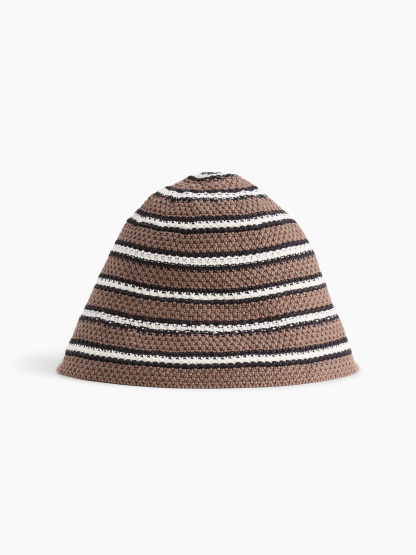 Knit Bucket Hat - Brown stripe