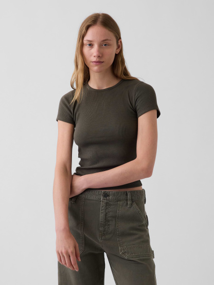 Modern Rib T-Shirt - Bamboo green