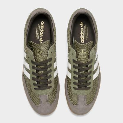 Men's adidas Originals Samba OG Casual Shoes - Part 2 - Focus Olive/Off White/Gum - Top view