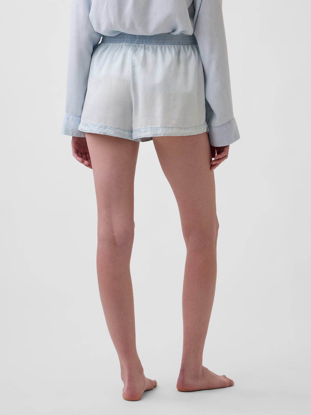 Poplin PJ Boxer Shorts - Light blue indigo