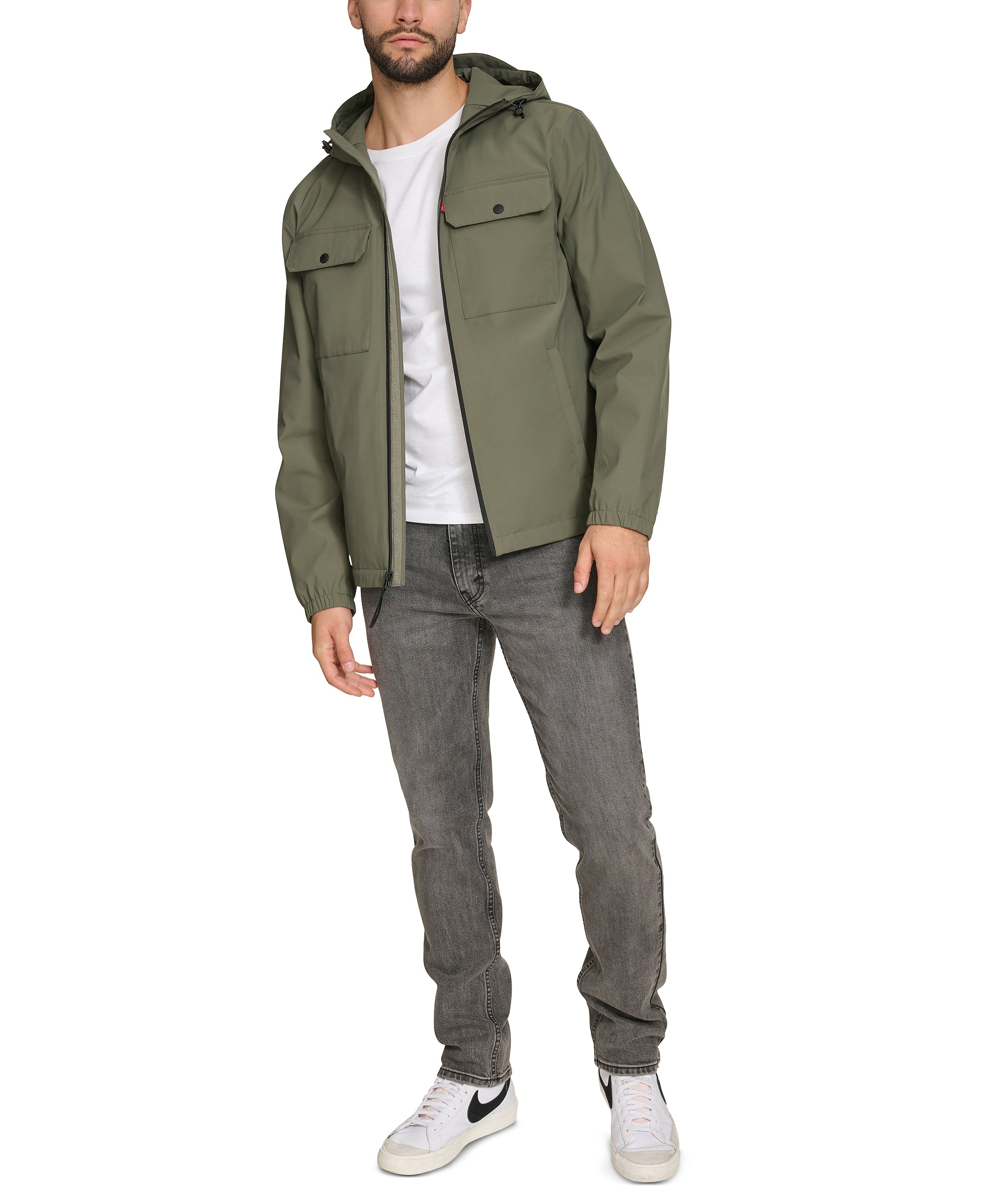Levi's Men's Hooded Rain Jacket - Sage Green