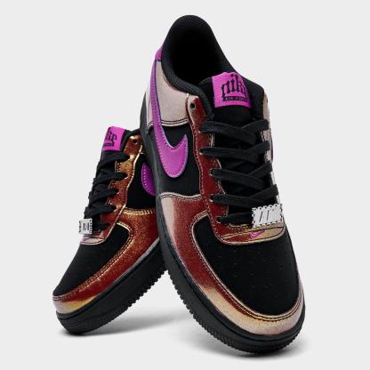 Big Kids' Nithtke Air Force 1 LV8 1 Casual Shoes - Black/Bold Berry - Detail shot