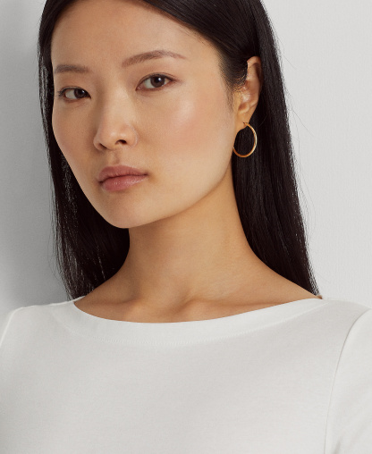 Lauren Ralph Lauren Stretch Boatneck Top - White
