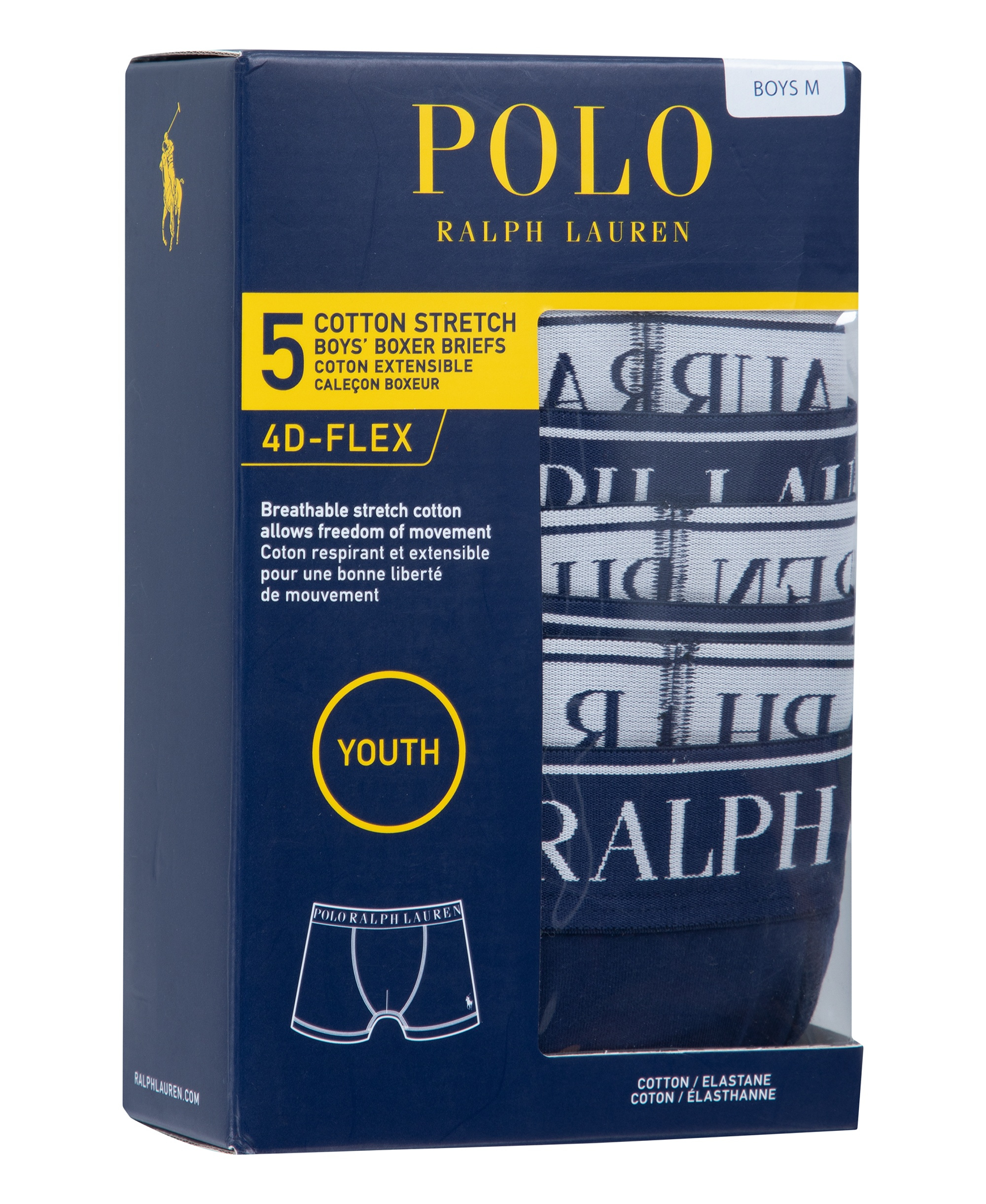 Polo Ralph Lauren Boys' 8-20 Stretch Boxer Briefs, 5-Pack - Newport Navy