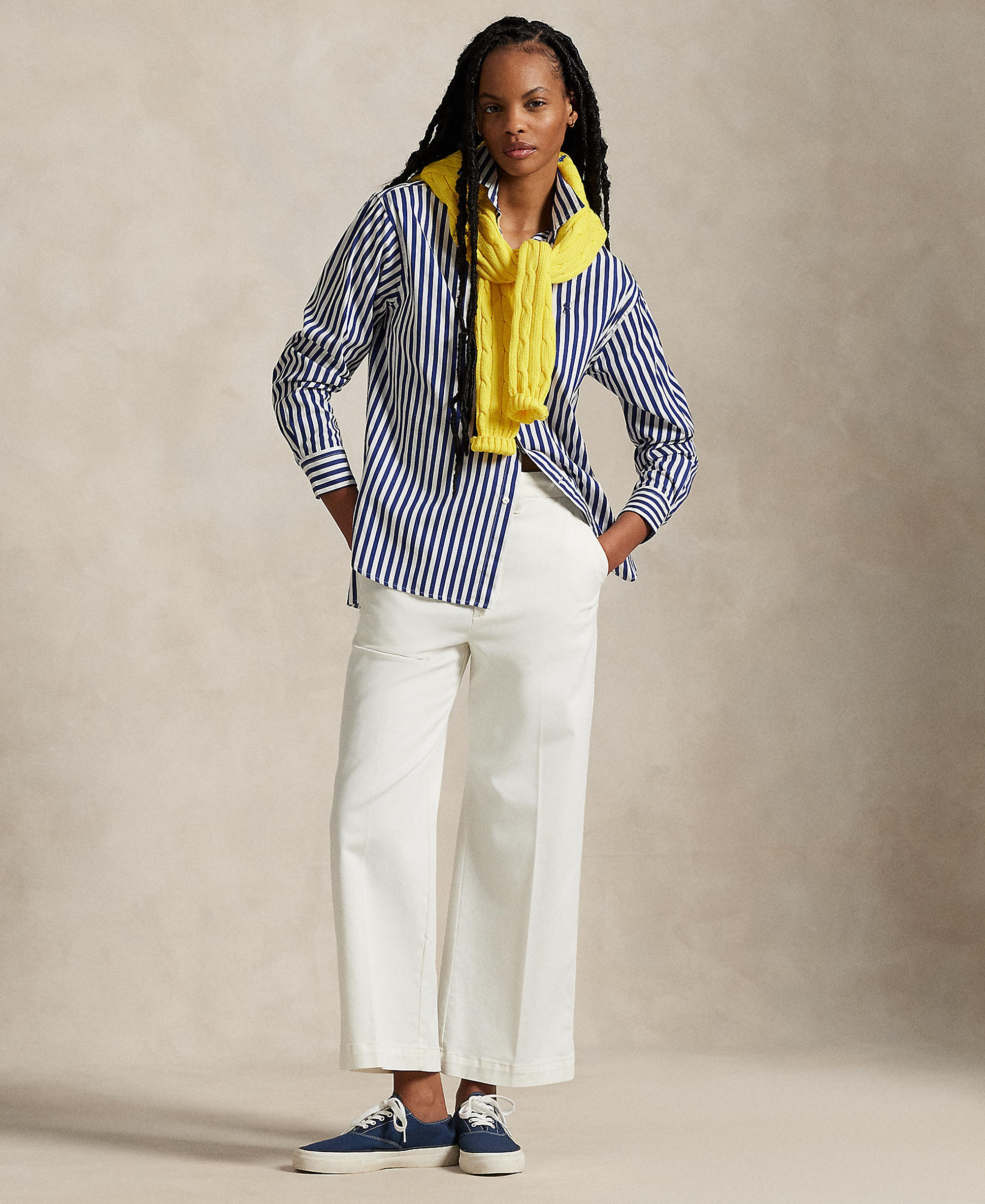 Polo Ralph Lauren Women's Relaxed-Fit Striped Cotton Shirt - Fall Royal/White