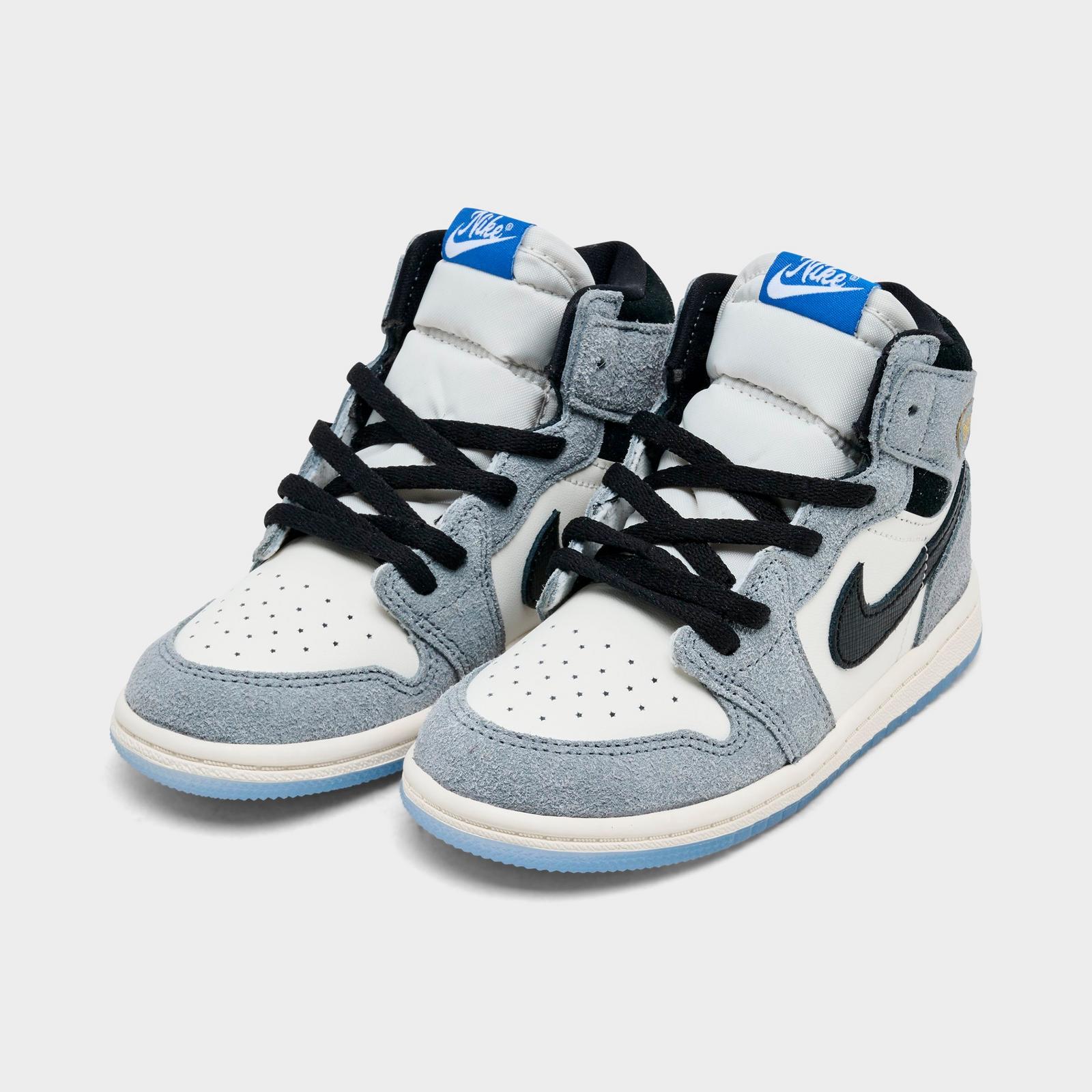 Kids' Toddler Air Jordan Retro 1 High OG Casual Shoes - Cool Grey/Black/Sail/Game Royal/White - view 2