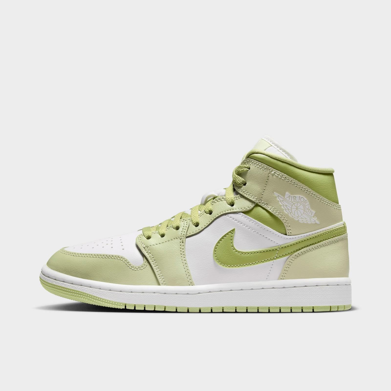 Women's Air Jordan Retro 1 Mid Casual Shoes - Olive Aura/Lawn/Coconut Milk/Sail - view 1