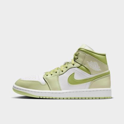 Women's Air Jordan Retro 1 Mid Casual Shoes - Olive Aura/Lawn/Coconut Milk/Sail - view 1