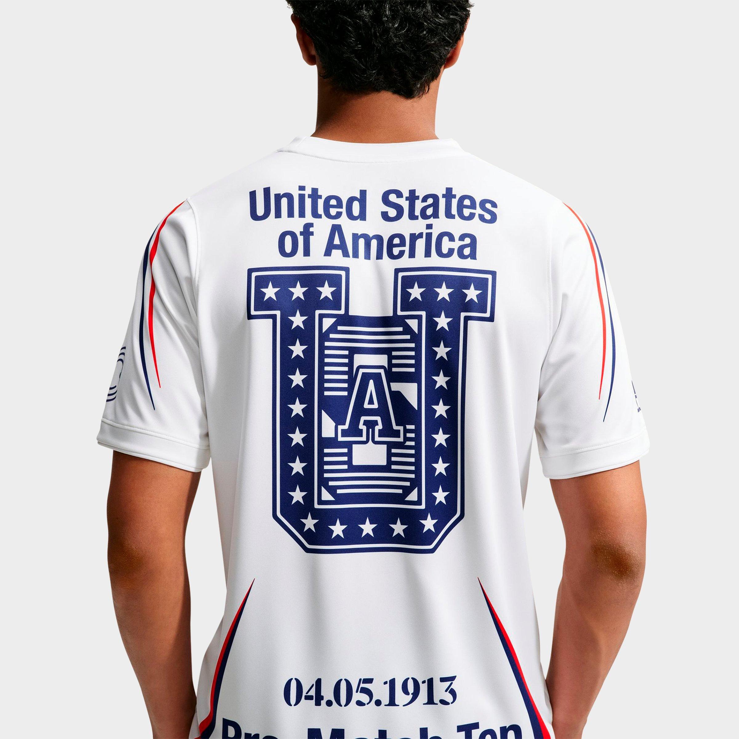 Men's Nithtke USA x VAA Academy Pro Dri-FIT Pre-Match Soccer Jersey - White/Deep Royal Blue/Deep Royal Blue
