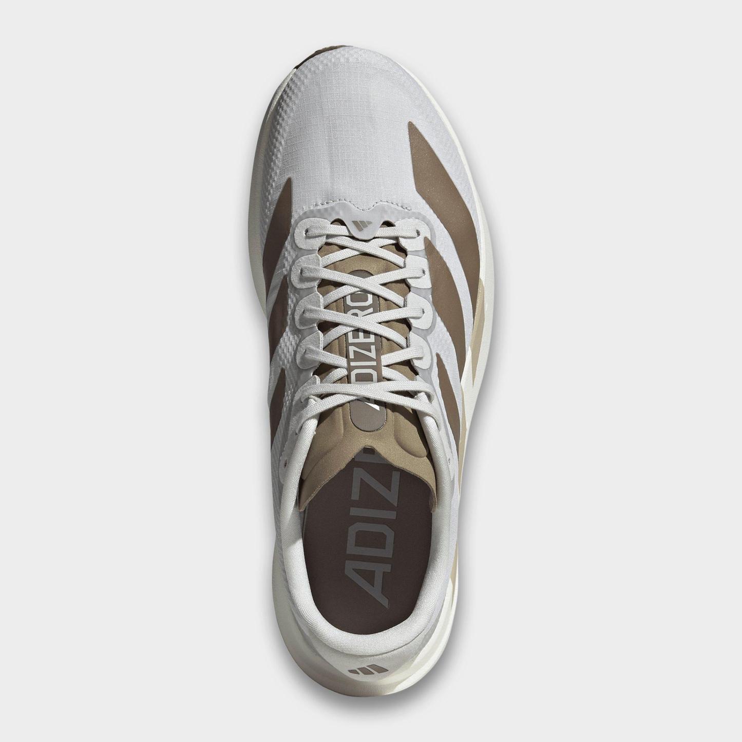 Men's adidas Adizero EVO SL Woven Running Shoes - Part 2 - Grey/Grey/Khaki - Top view