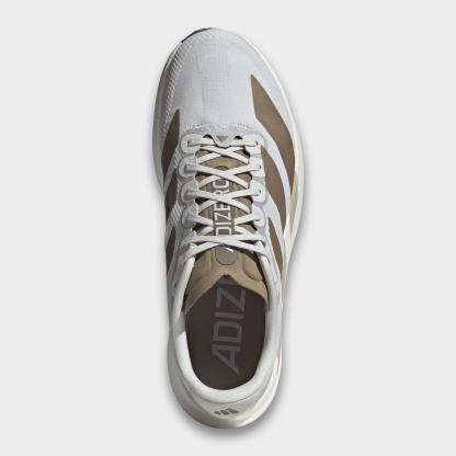 Men's adidas Adizero EVO SL Woven Running Shoes - Part 2 - Grey/Grey/Khaki - Top view
