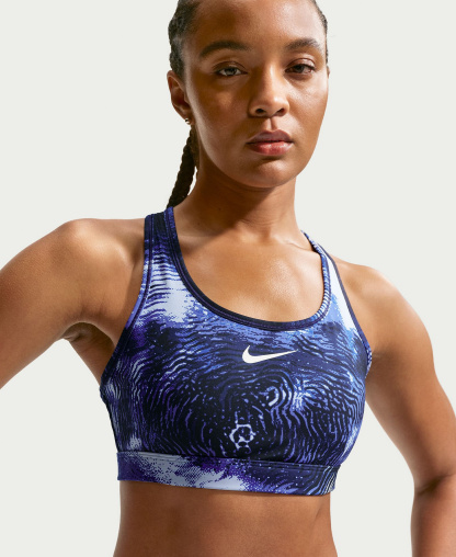 Nike Women's Swoosh Medium Support Padded Sports Bra - Midnight Navy/sapphire/white