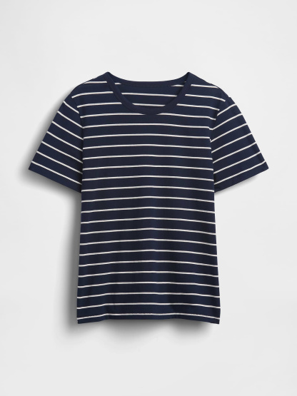 Organic Cotton VintageSoft T-Shirt - Navy blue & white stripe