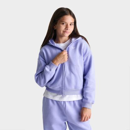 Girls' Big Kids' Nithtke Sportswear Studio Fleece Oversized Full-Zip Hoodie - Light Thistle