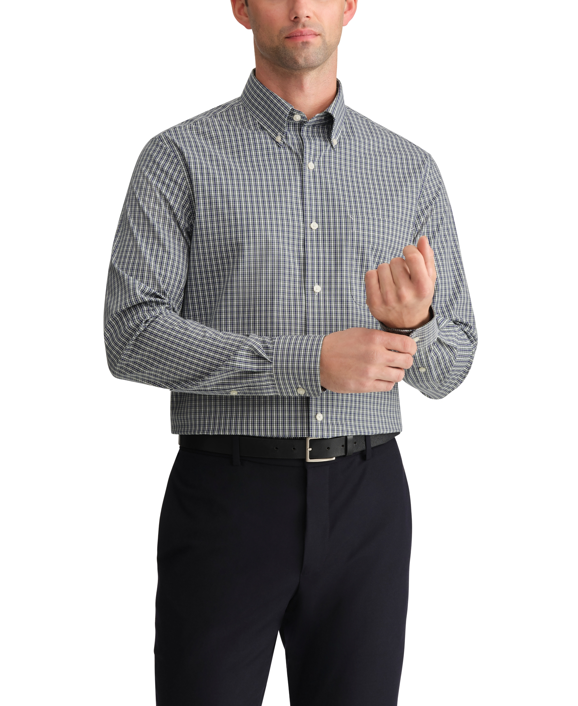 Tommy Hilfiger Men's Regular Fit Wrinkle Resistant Stretch Dress Shirt - Green