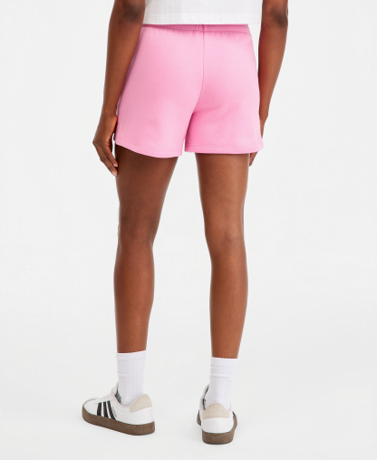 adidas Women's Essentials Small Logo Fleece Shorts - Clear Pink/White