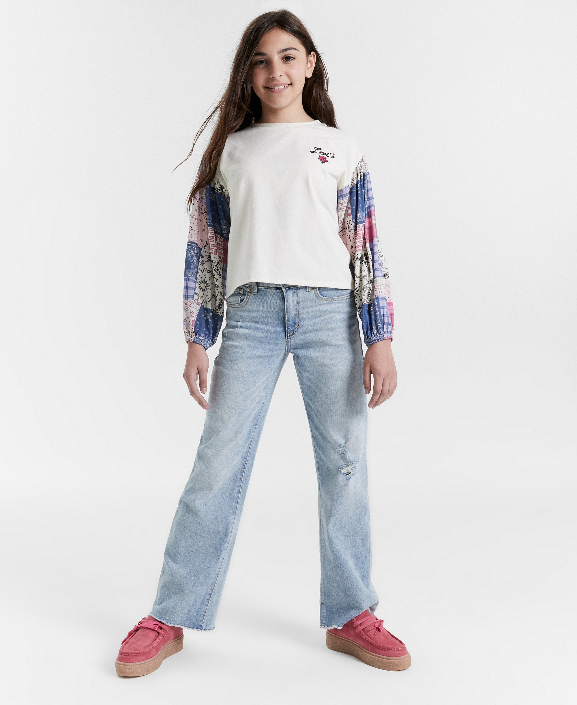 Levi's Girls' 7-16 Vintage-Like Mid-Rise Wide Leg Jeans - Bauhaus Blues