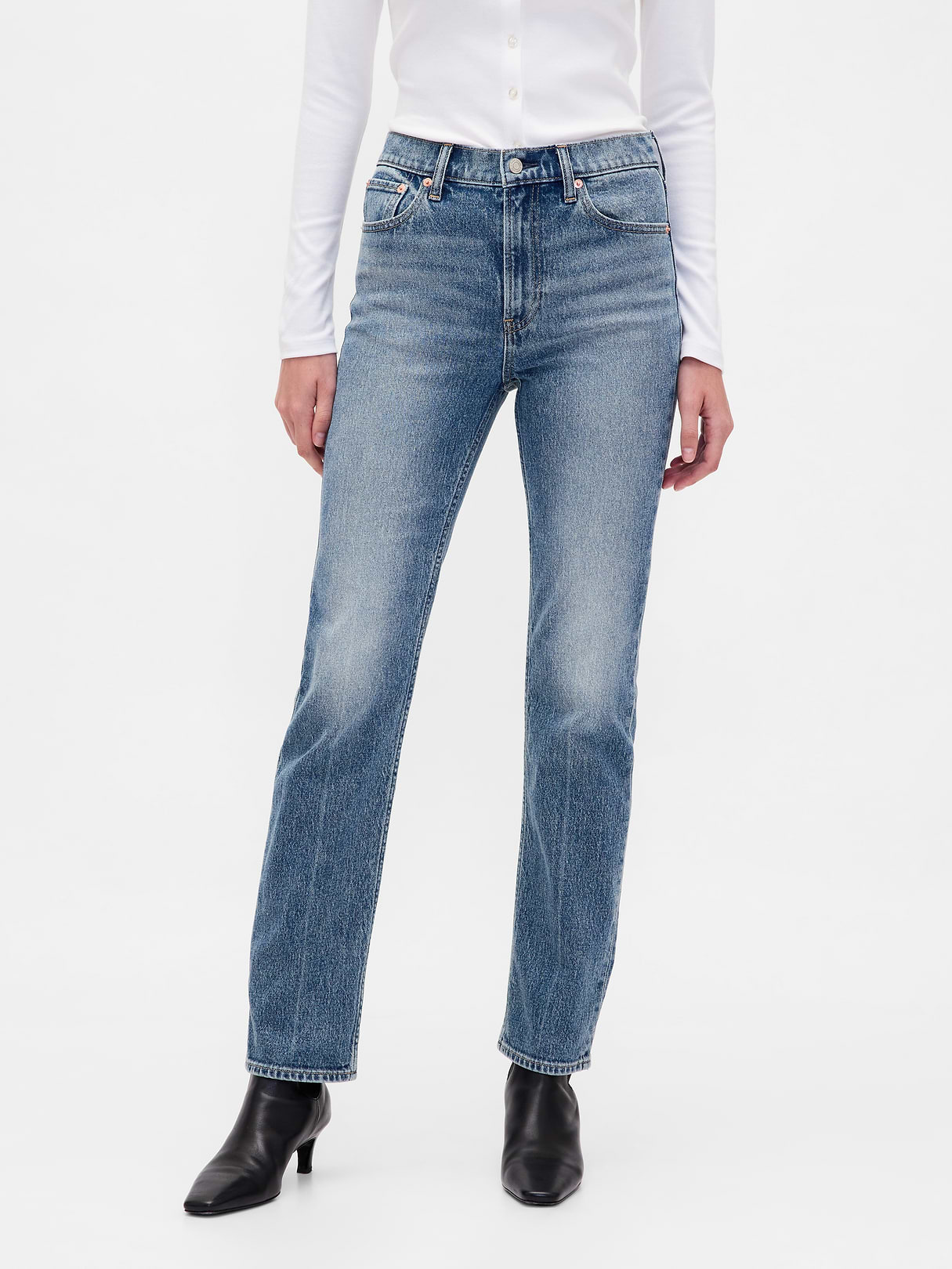 High Rise '90s Slim Straight Jeans - Medium indigo