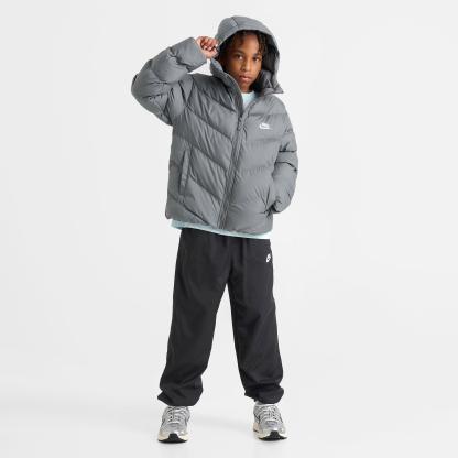 Big Kids' Nithtke Sportswear All Day Play Therma-FIT Loose-Fit Puffer Jacket - Smoke Grey/White
