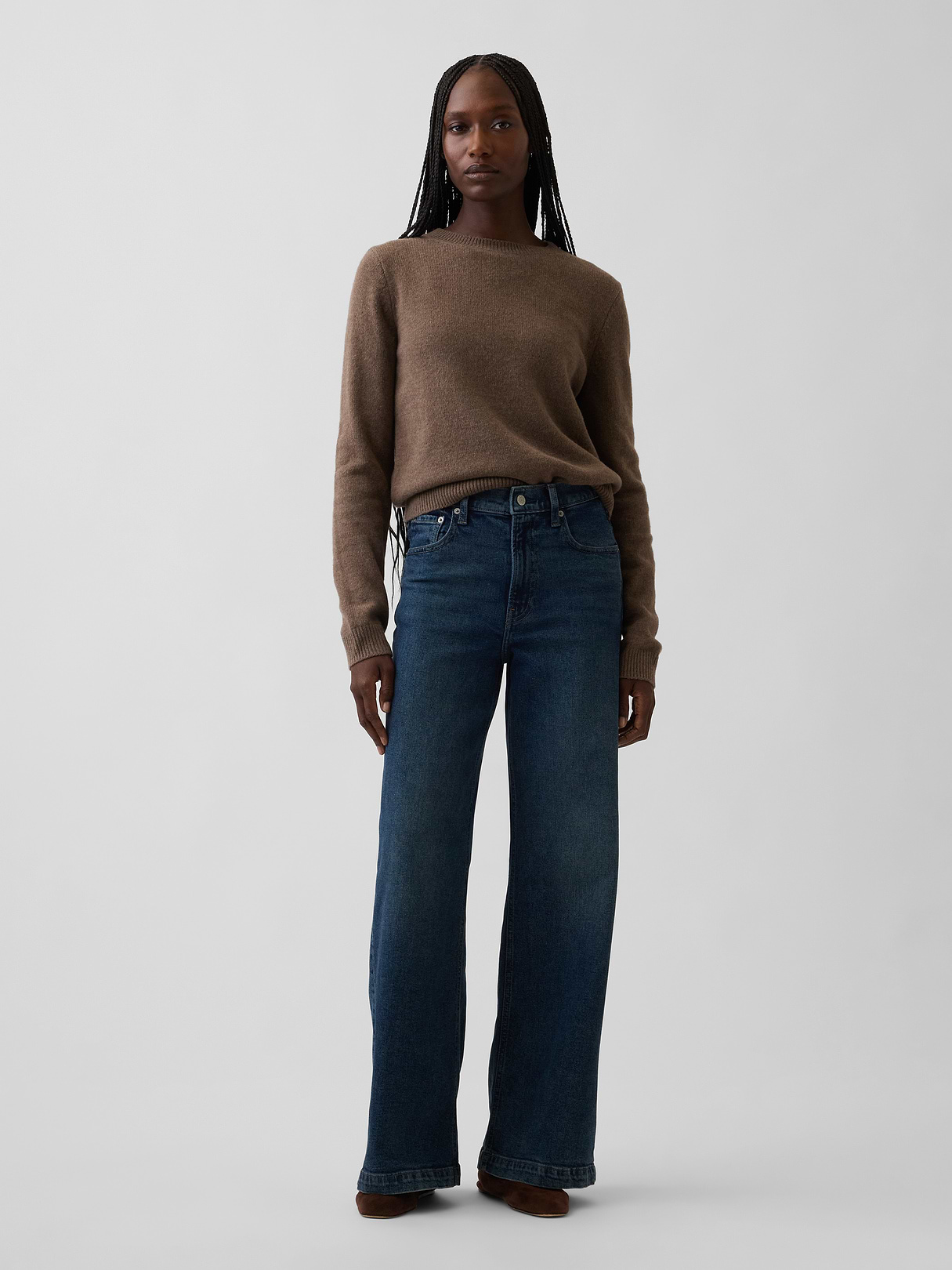 High Rise Stride Wide-Leg Jeans - Dark tint wash