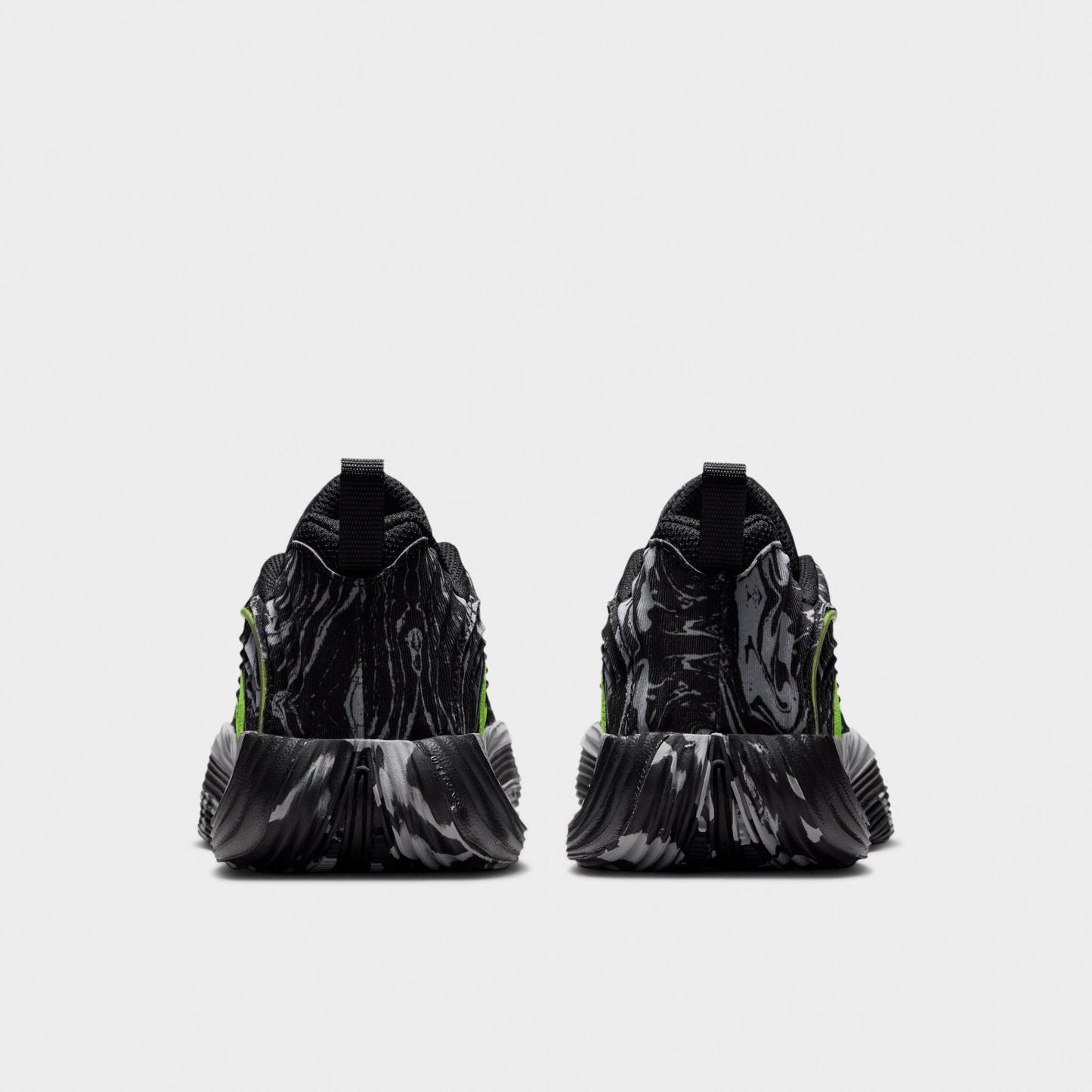 Little Kids' Nithtke Giannis Immortality 5 Basketball Shoes - Black/Light Smoke Grey/Volt - Back view