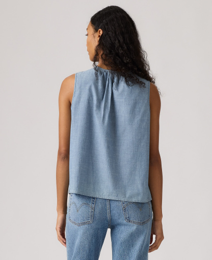 Levi's Women's Luella Sleeveless Tie-Neck Blouse - Breezy Blues