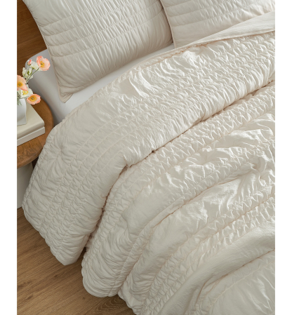 UGG® Devon Tide Ruched  Quilt Set - Ivory