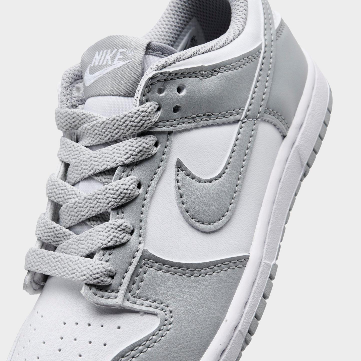 Little Kids' Nithtke Dunk Low Casual Shoes - Part 1 - White/Light Smoke Grey/White - Detail shot