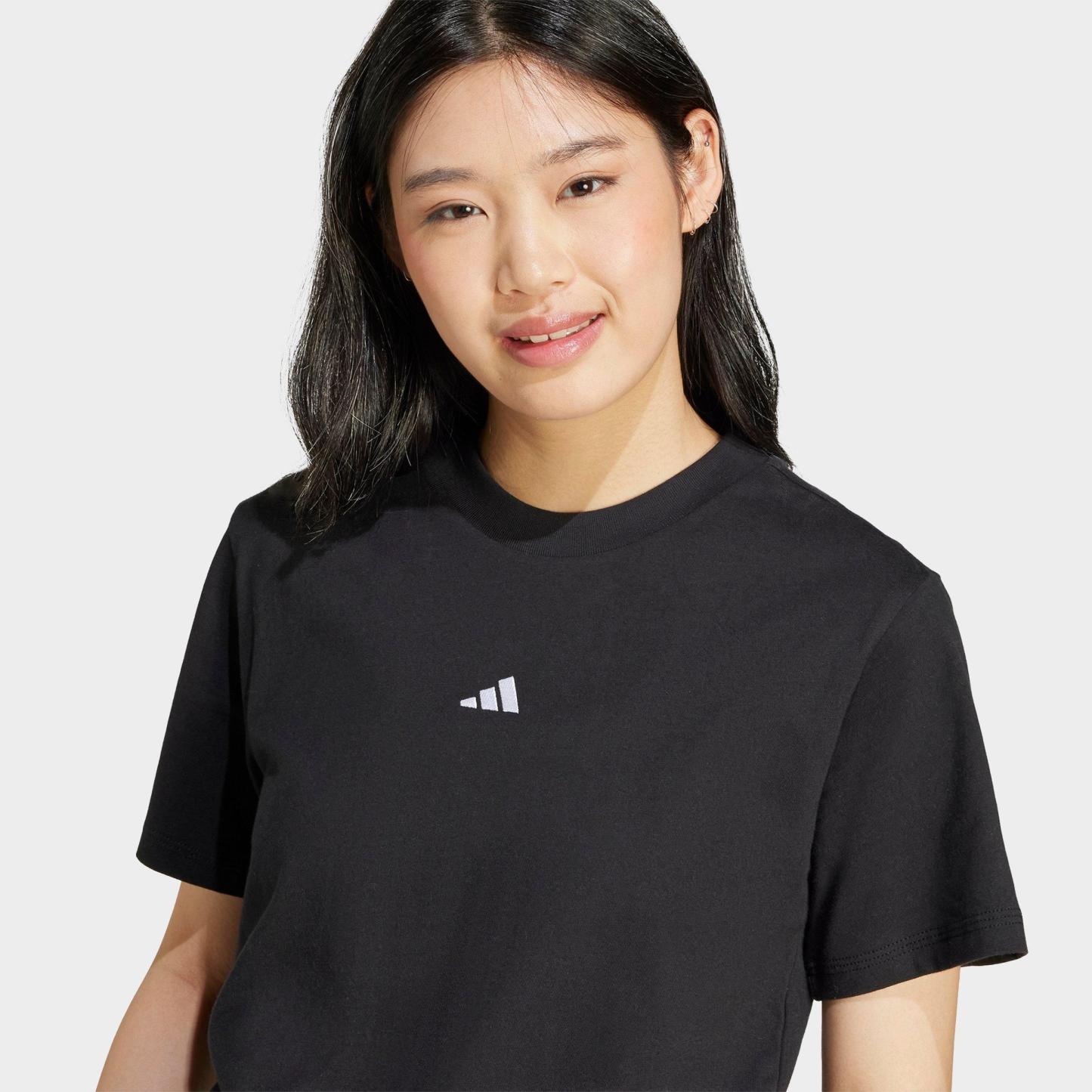 Women's adidas Essentials Small Logo Cotton T-Shirt - Black/White