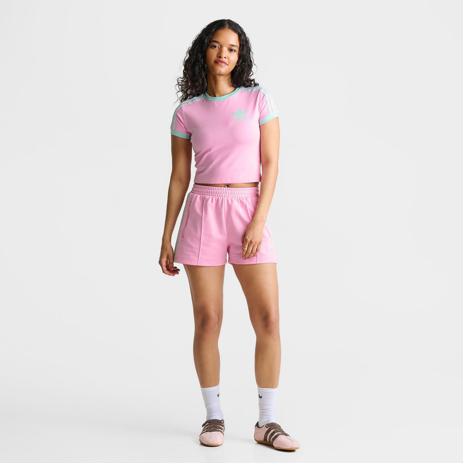 Women's adidas Originals adicolor 3-Stripes Baby T-Shirt - True Pink/Clear Mint - view 2