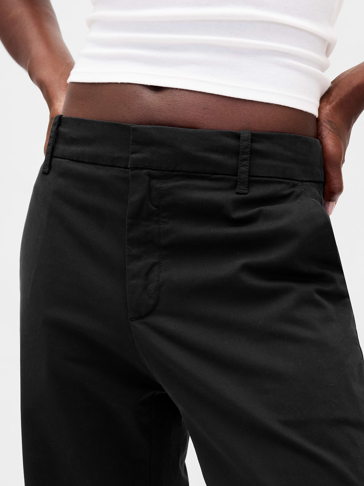 Mid Rise Khakis - Black