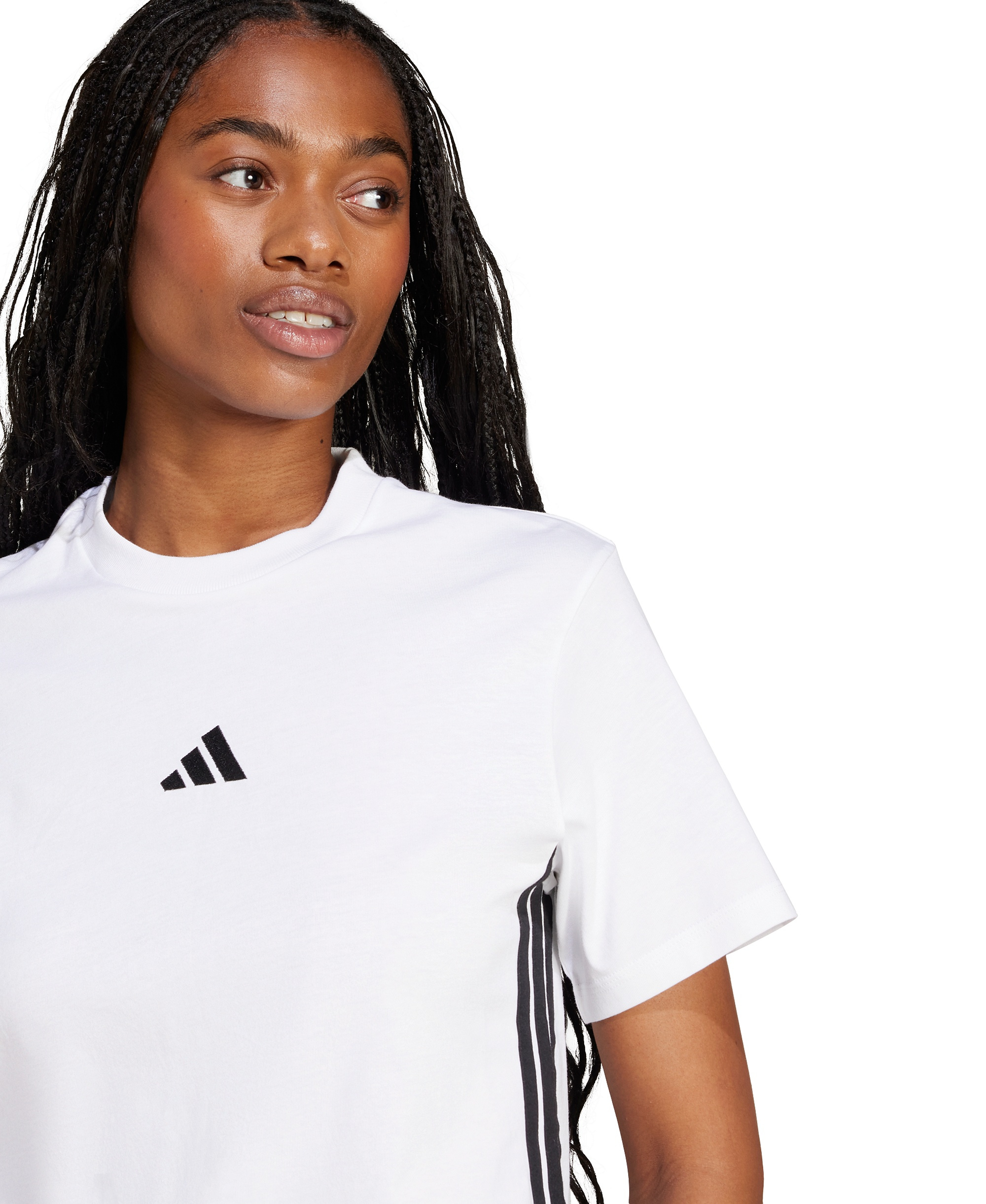 adidas Women's Essentials 3-Stripes Cotton T-Shirt - White/black